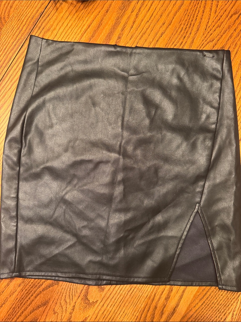 Guess Black Faux Leather Mini Skirt with Side Slit